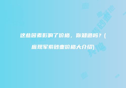 这些因素影响了价格，你知道吗？(庞现军紫砂壶价格大介绍)