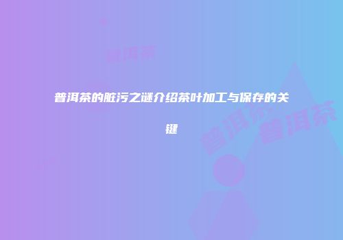 普洱茶的脏污之谜介绍茶叶加工与保存的关键