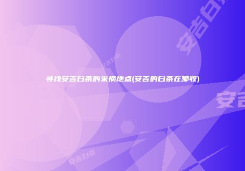 寻找安吉白茶的采摘地点(安吉的白茶在哪收)