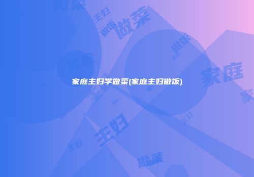 家庭主妇学做菜(家庭主妇做饭)
