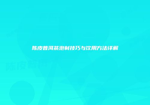 陈皮普洱茶泡制技巧与饮用方法详解