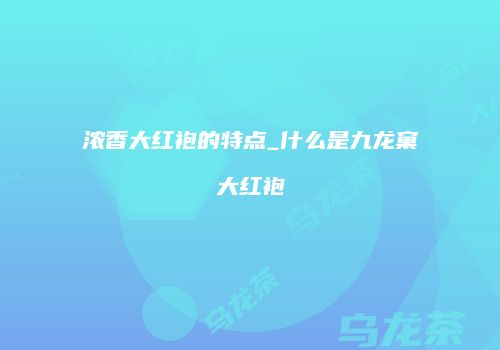 浓香大红袍的特点_什么是九龙窠大红袍
