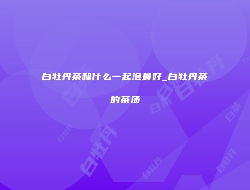 白牡丹茶和什么一起泡最好_白牡丹茶的茶汤