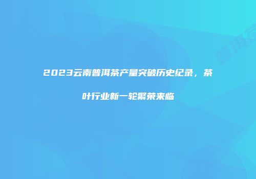 2023云南普洱茶产量突破历史纪录，茶叶行业新一轮繁荣来临