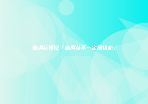 普洱茶初见「普洱茶不一定是初恋」