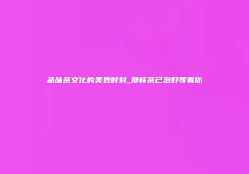 品味茶文化的美妙时刻_那杯茶已泡好等着你