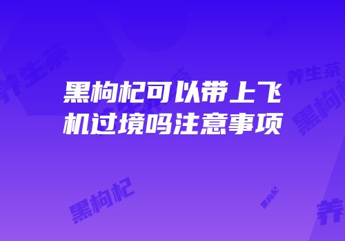 黑枸杞可以带上飞机过境吗注意事项
