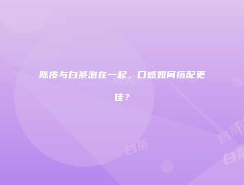 陈皮与白茶泡在一起，口感如何搭配更佳？