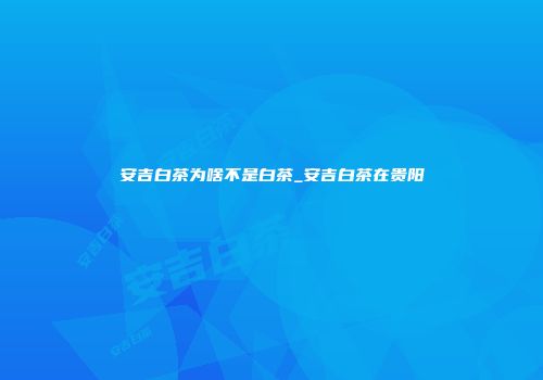 安吉白茶为啥不是白茶_安吉白茶在贵阳