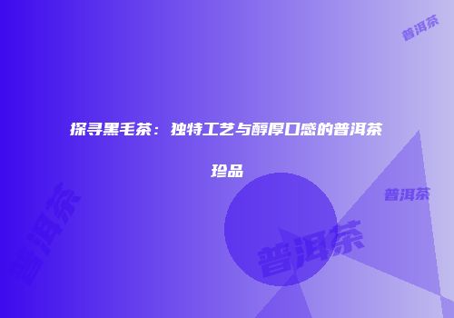 探寻黑毛茶：独特工艺与醇厚口感的普洱茶珍品