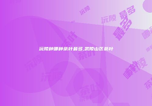 沅陵种哪种茶叶最多,武陵山区茶叶