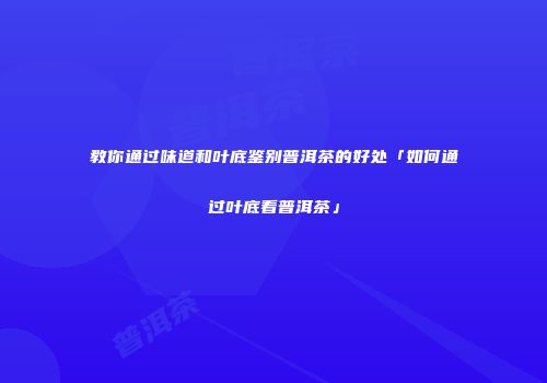 教你通过味道和叶底鉴别普洱茶的好处「如何通过叶底看普洱茶」