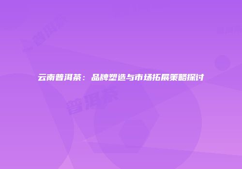 云南普洱茶：品牌塑造与市场拓展策略探讨