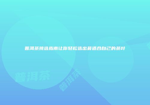 普洱茶挑选指南让你轻松选出最适合自己的茶叶