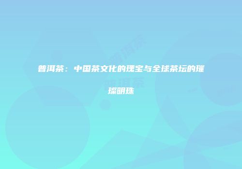 普洱茶：中国茶文化的瑰宝与全球茶坛的璀璨明珠