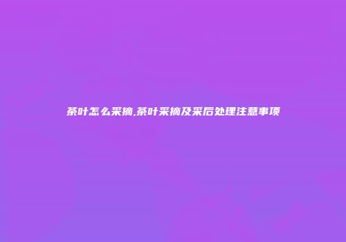 茶叶怎么采摘,茶叶采摘及采后处理注意事项