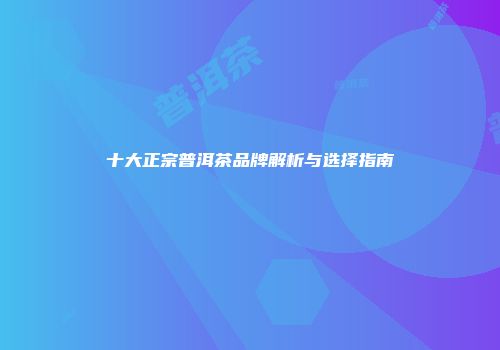 十大正宗普洱茶品牌解析与选择指南