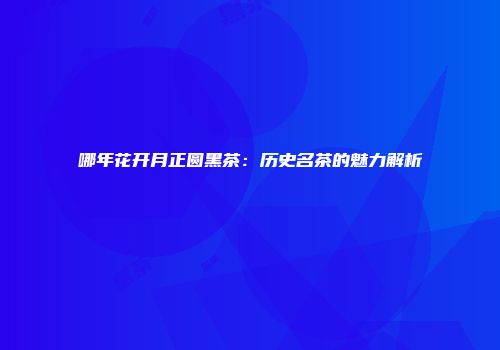 哪年花开月正圆黑茶：历史名茶的魅力解析