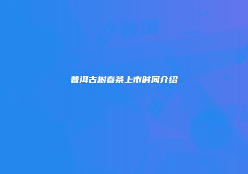 普洱古树春茶上市时间介绍