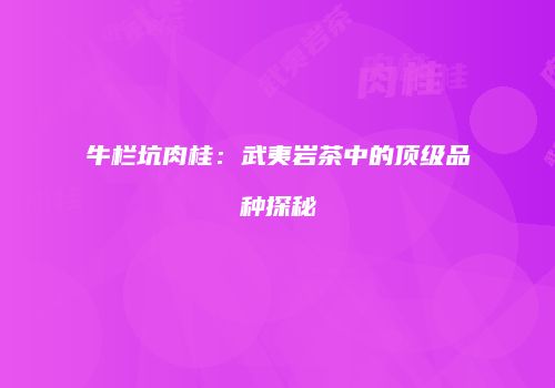 牛栏坑肉桂：武夷岩茶中的顶级品种探秘