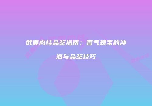 武夷肉桂品鉴指南：香气瑰宝的冲泡与品鉴技巧