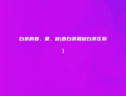 白茶的春、夏、秋(春白茶和秋白茶区别)