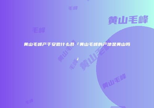 黄山毛峰产于安徽什么县「黄山毛峰的产地是黄山吗」