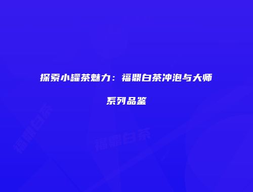 探索小罐茶魅力：福鼎白茶冲泡与大师系列品鉴