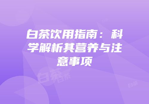 白茶饮用指南：科学解析其营养与注意事项