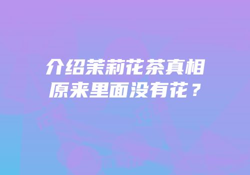 介绍茉莉花茶真相原来里面没有花？