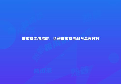 普洱茶饮用指南：生熟普洱茶泡制与品尝技巧