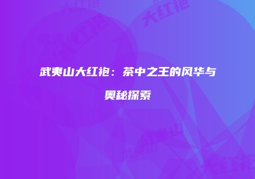 武夷山大红袍：茶中之王的风华与奥秘探索