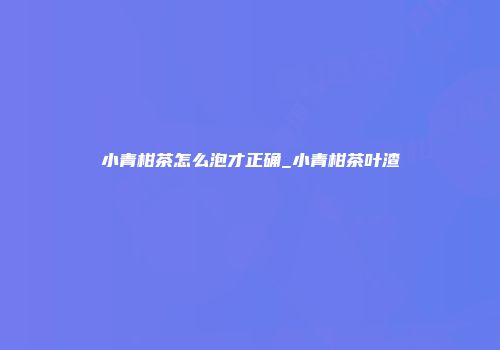 小青柑茶怎么泡才正确_小青柑茶叶渣