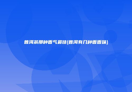 普洱茶那种香气最佳(普洱有几种香香味)