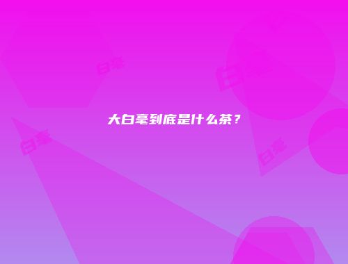大白毫到底是什么茶？
