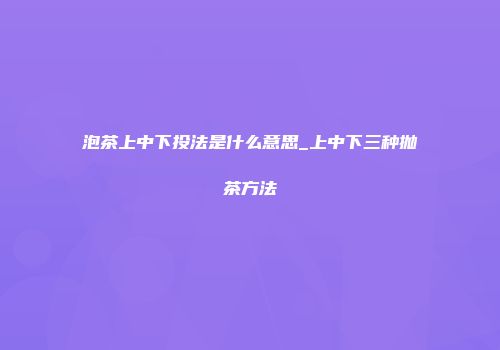 泡茶上中下投法是什么意思_上中下三种抛茶方法