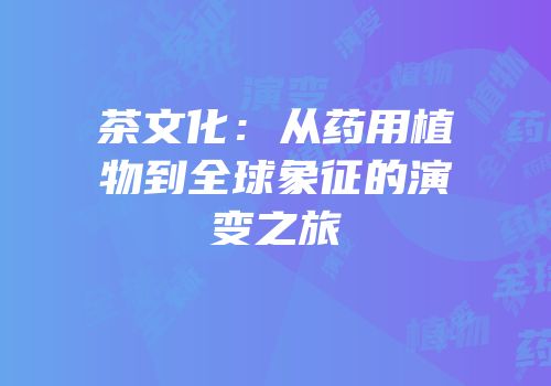 茶文化：从药用植物到全球象征的演变之旅