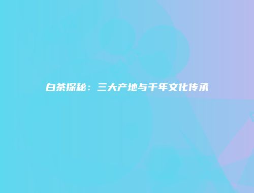 白茶探秘：三大产地与千年文化传承