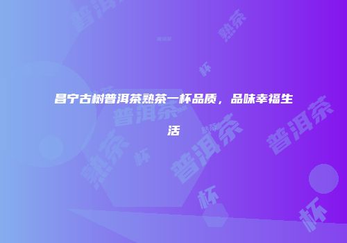 昌宁古树普洱茶熟茶一杯品质，品味幸福生活