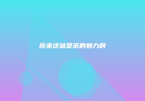 原来这就是茶的魅力啊
