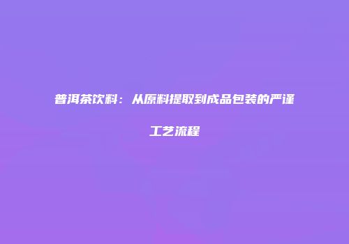 普洱茶饮料：从原料提取到成品包装的严谨工艺流程