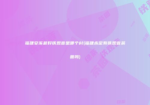 福建安溪最好铁观音是哪个村(福建永定有铁观音茶园吗)