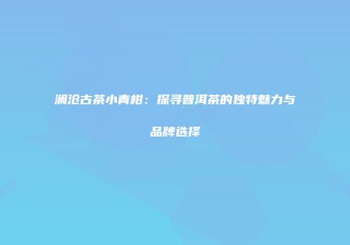 澜沧古茶小青柑：探寻普洱茶的独特魅力与品牌选择