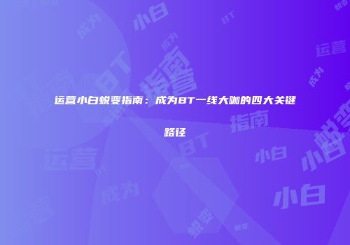 运营小白蜕变指南：成为BT一线大咖的四大关键路径