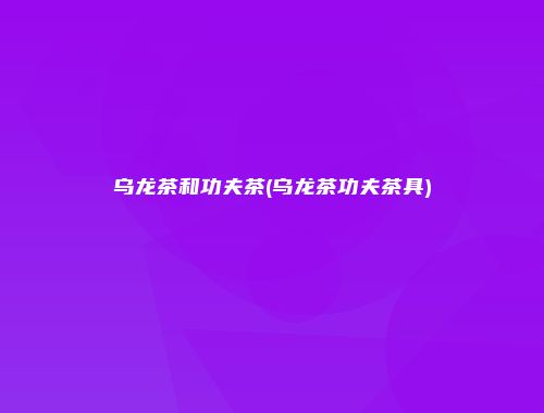 乌龙茶和功夫茶(乌龙茶功夫茶具)