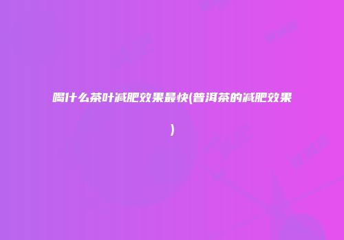 喝什么茶叶减肥效果最快(普洱茶的减肥效果)