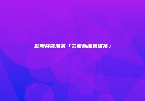 勐腊县普洱茶「云南勐库普洱茶」