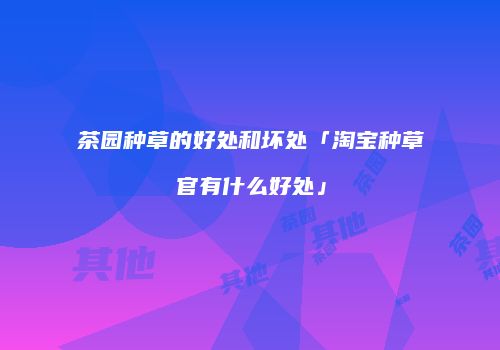 茶园种草的好处和坏处「淘宝种草官有什么好处」