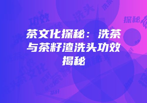 茶文化探秘：洗茶与茶籽渣洗头功效揭秘