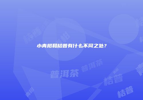 小青柑和桔普有什么不同之处？